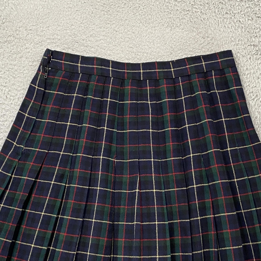 Talbots Vintage Skirt Womens 12 Plaid Wool Pleated Knee Length Made In USA 90s - Picture 8 of 13